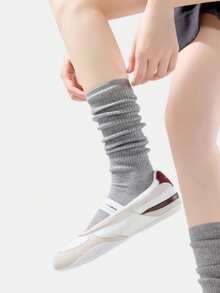 5/3/1 双装女士中筒袜，竖条纹长筒袜，透气弹力长袜，适合春夏秋季穿着，透明薄款，中筒袜，纯色百搭款，粉色、黑色、灰色、蓝色、白色可选，舒适不束缚，适合日常休闲穿着。 - 彩色 - 查看 9