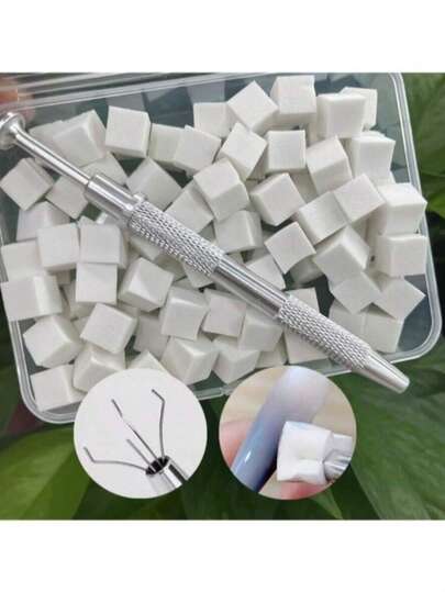 100 miếng mút xốp mini, dụng cụ chăm sóc móng tay, sơn gel ombre, tạo màu móng ombre, đánh bóng móng.