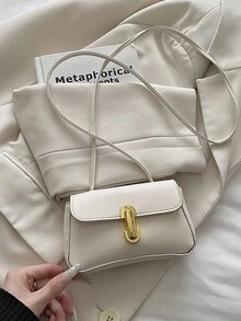 2026 New Mini Baguette Bag With Clasp, Retro Chic Underarm Shoulder Handbag, French Stylish Crossbody Tote - Beige - View 5