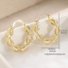 Vintage Twisted Golden Earrings, Handcrafted Copper Art, Fashionable Women's Earrings - Gold - View 8