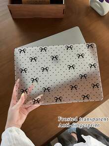 This Is A One-Piece, Black, Frosted Transparent Laptop Case With A Bow And Heart Pattern. It's Lightweight, Shockproof, And Compatible With MacBook Air 13-Inch/15-Inch And 14-Inch Pro M2 And M3 Chipsets. Combining Fingerprint Resistance, Shock Protection, And Heat Dissipation, It's The Perfect Gift For Holidays And Special Occasions. - View 3