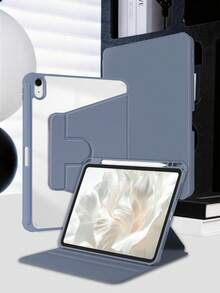 360°旋转亚克力高透明可折叠平板电脑保护套，适用于iPad Mini 6/Mini 7/Air/Air2/9.7/10.2/10.5/Air4/Air5/第十代/10.9/Pro11/Air11(M2)2025/Air13(M2)2024/Pro11(M4)2024/Pro13(M4)2024 12.9英寸/Air 13(M3 2025)/Air 11英寸(M3) 2025/(A16) 11英寸第十一代2025款，高透明亚克力后盖，多角度360°旋转支架，内置笔槽，软边全包覆式设计，简约/休闲/经典平板电脑保护套（不含平板电脑） - 燻衣紫 - 查看 8