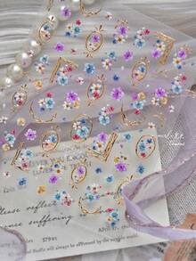 1 pieza Marco de flor de metal Pegatina de arte de uñas, esencial para artistas de uñas, Pegatinas de uñas florales 5D de primavera/verano, Decoraciones de arte de uñas, Pegatinas de uñas hechas a mano, Puntas de uñas, Accesorios de uñas autoadhesivos DIY, Mejores suministros de arte de uñas para niñas y mujeres, Entusiastas del arte de uñas - Multicolor - Ver 9