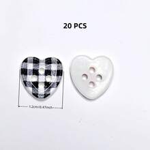 20/40/50 PCS, 1.2cm/1.25cm Round/Heart Grid Print 4-Hole Buttons, Suitable For Clothing Accessories, Dresses, Jackets, Shirts, Sweaters DIY, Dolls, Phone Cases Decoration - Checkered Print - View 22
