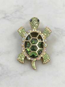 1枚精致可爱的水晶海龟胸针，海洋动物主题水钻别针，锌合金材质，镶嵌水钻，适合派对佩戴和送礼。 - 綠色 - 查看 7