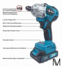 Inalambrica Llave Pistola Taladro Electrico Impacto Pinchan - Negro - Ver 6