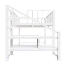 Low Loft Bed For Children (90 X 200 Cm), With Storage Ladder, Sturdy Metal Frame, Suitable For Children And Teenagers, Pink - 白色 - View 8