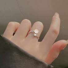 1 pieza Anillo floral de moda adecuado para uso diario - Plateado - Ver 3