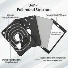 1 chiếc ốp lưng chống sốc tương thích với iPad 10/10.9 inch, 11/2025, A16, ốp lưng đa năng, tương thích với iPad 10.2 inch (thế hệ thứ 7/8/9), A9 Plus 11 inch (X210/X216/X218 A9+/A11+), có chân đế, ốp lưng ba lớp chống sốc làm từ silicon và nhựa PC, có khe cắm bút và dây đeo. - Đen + Đỏ - Xem 6