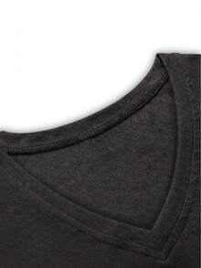 Women'S V-Neck T-Shirt With Letter Theme Print, Casual Knit Fabric, Short Sleeve, Regular Length, Summer Season, 180G - Black & White OptionsLoose Fit Benito Bowl,Big Game, Football Fast Delivery Women'S Casual And Stylish Short-Sleeved Printed Shirt/T-Shirt, Breathable, Suitable For Outdoor Sports, Everyday Wear, Birthday Gifts, Christmas Gifts, Halloween Gifts, Or As A Commemorative Shirt For Friends Or Loved Ones. Also Suitable As A Pullover - 黑色 - 查看 2
