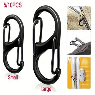 Bộ 5/10 khóa cài đa năng bền chắc, linh hoạt, dễ sử dụng, khóa cài lò xo hai đầu hình chữ S, dùng cho ba lô cắm trại, làm đồ thủ công DIY, phụ kiện móc khóa, lý tưởng cho hoạt động ngoài trời.