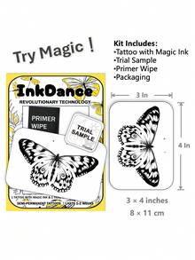 1套“燕尾蝶”新技术纹身贴纸，临时纹身，半永久性，仿真纹身，防水持久，逼真设计，植物配方，墨水舞蹈礼物节日人体彩绘 X233 - 黑色 - 查看 3