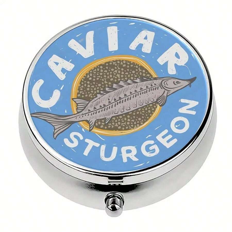 1pc Vintage Blue Round Tin Canister, Designed As A Mini 3-Compartment Storage Box. This Portable Storage Solution Is Perfect For Home Use - Baby Blue - View 1