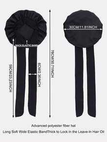 1 件装女士仿丝绸带蝴蝶结宽边睡帽、睡帽、护发头巾万圣节 - 咖啡 - 查看 3