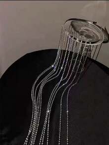 Diadema con diamante de imitación con diseño de fleco - Plateado - Ver 3