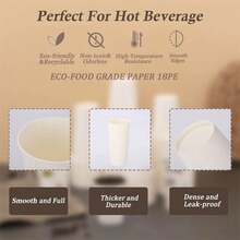 100pcs 8oz (250ml) Disposable Paper Cups, White Hot/Cold Drink Cups Suitable For Coffee, Juice Or Tea, For Office, Party, Home And Travel - White - View 3