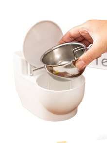 1 cái máng ăn cho thú cưng hình bồn cầu ngộ nghĩnh, sáng tạo - 100ml - Xem 10