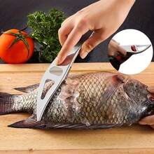 4件套不锈钢鱼鳞去除器和刷子套装 - 重型430不锈钢厨房工具，带人体工学手柄和锯齿边缘，方便快捷地去除鱼鳞 - 彩色 - 查看 4