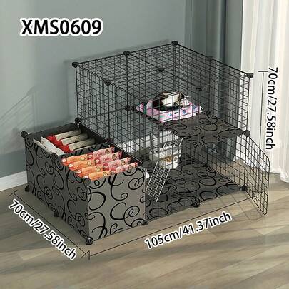 Modular Cat Cage With Storage Shelf, Indoor Small Pet Playpen For Kittens