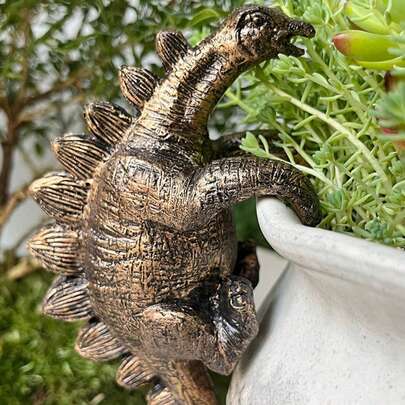 1pc Lifelike Polyresin Dinosaur Sculpture, Suitable For Outdoor Garden, Yard, Fence And Outdoor Decor, Ideal For Holiday Decoration, Can Be Used Indoors And Outdoors, Fits Various Home Types, Suitable For Garden, Potted Plant Decor, Home Decor, Bonsai Decor, A Great Gift For Dinosaur Enthusiasts