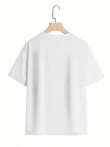 The Very Hungry  Book Art Retro Graphic T-Shirt,220g 100% Cotton,Round Neck Short Sleeve,Black Streetwear Essential For Summer Going Out,Unisex Style - 白色 - 查看 2