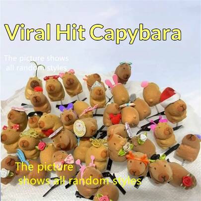 Capybara Plush Spring Hair Clip - Cute Capybara Design/Essential For Students/Planner Decoration, Random Style Shipped, & Material | Birthday Gift/Desktop Decor/Backpack Charm, Squeeze It And All Worries Disappear! Capybara Plush Hair Clip - Soft Fluffy Texture + Spring Bouncing Design, Perfect For Office Desk/Backpack/Bedside, Change One Every Day For A Great Mood~