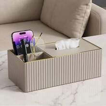 PU Leather Rectangular Tissue Box Cover - Multifunctional Tissue Box Organizer, Can Store Tissues And Remote Controls, Suitable For Bedside Tables And Side Tables - Multicolor - View 8