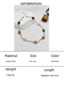 1pc Asymmetrical Silver Faux Stone Necklace - Minimalist Fashion Accessory - Elegant For Daily Wear, Dates, Vacation, Beach, Festivals - Multicolor - View 14