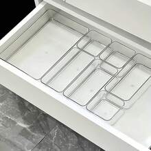 1/4/6/18件組透明抽屜收納盒套組，適用化妝品與桌面整理，可收納口罩、口紅、香水、化妝刷、保養品、廚房用品、零食、文具與珠寶，適合梳妝台與浴室裝飾，女性聖誕禮物首選 - 無色 - 查看 6