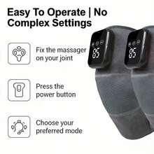 1/2Pcs Heated Knee Massager, Heated Foot Massager, Heated Shoulder Massager, Knee Pads, 3-In-1 Vibrating Heating Pad, Knee Pads, Shoulder Pads, Elbow Pads, Adjustable Size, Perfect For Halloween, Christmas, Birthday Gifts, And The Best Gift For Parents. - Grey - View 3