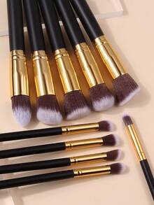 14件套完整化妆刷套装，含海绵和粉扑，专业美妆工具 - 黑色 - 查看 6