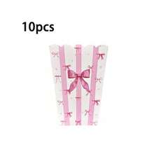 20/10/5pcs Pink Bow Popcorn Box Striped Paper Bags, Party Bags, Candy Boxes, Excellent For Themed Celebrations, Party Decorations | Elegant Party Boxes | Decorative Popcorn Boxes, Bow Decor - Bow Popcorn Box - View 10