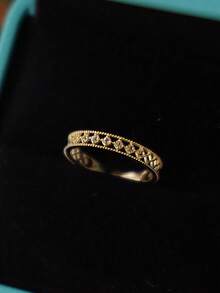 BALMORA 1 Pc Fashion Minimalist S925 Sterling Silver Fine Zirconia Hollow Ring For Women Girlfriend Gift - Gold - View 5