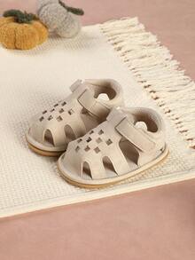 1双婴儿鞋，心形镂空设计，简约百搭凉鞋，适合夏季穿着 - 杏色 - 查看 2