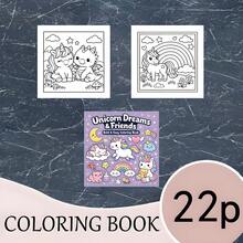 Página para colorear 'Unicornios y Amigos' - 22 diseños de arte lineal cómodos para leer - Una pieza - Ver 3