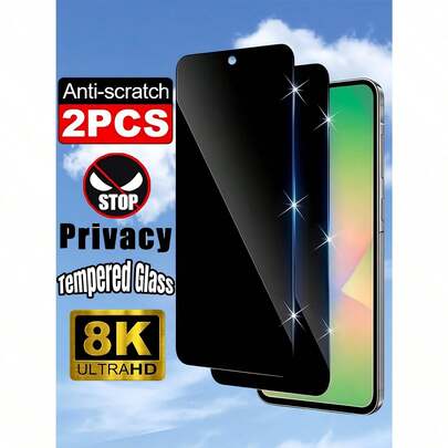 2片装隐私钢化玻璃屏幕保护膜，兼容三星Galaxy S26 S25 A57 A37系列/小米14T 15T 13T Pro A5 A4 A3 Note 13 14 4G 5G，防指纹，光滑涂层，无气泡，防指纹，防窥，易于安装，防偷窥，自动吸附安装，适用于手机，万圣节礼物，生日礼物，送给家人和朋友，手机配件