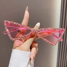 Fashion Triangle Rhinestone  Fashion  For Women Irregular Hip-Hop Sunshade Glasses - Yellow - View 4