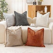 45x45cm Soft Faux Cashmere Pillow Cover, Decorative Solid Color Cushion Cover For Living Room, Bedroom, Sofa, Chair - Beige - View 5