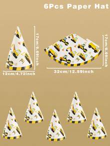 6 piezas Sombreros de papel con patrón de vehículos de construcción, sombreros de fiesta con tema de construcción, sombreros de cumpleaños con tema de construcción, decoraciones de fiesta de cumpleaños, accesorios de fiesta de celebración, decoración de baby shower, fiesta de cumpleaños, decoraciones de fiesta de cumpleaños con tema de construcción, suministros de fiesta de cumpleaños, accesorios de foto de fiesta de cumpleaños, decoraciones de cumpleaños, regalos de cumpleaños, recuerdos de fiesta - vehículo de ingeniería - Ver 12