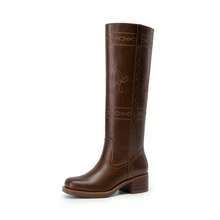 Women's Knee High Boots Pull-On Tall Shaft With Western Stitching Vintage Style Comfortable Square Toe Boots For Women - Màu nâu Sô-cô-la - Xem 6