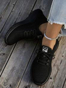 Breathable Mesh Casual Athletic Shoes | Anti-Slip Thick Sole Design, Cushioning And Comfort, Suitable For Outdoor Hiking, Daily Commuting And Light Exercise, A Practical Choice For Energetic Outings And As A Gift. - Black - View 5