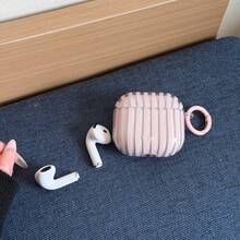 Funda transparente con rayas rosas + Funda para AirPods Pro 3/Pro 2/4/3/2, funda de auriculares de moda para mujer, funda/cubierta minimalista - Rosa - Ver 10