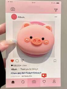 1pc New Flower & Puppy Peach Design MagSafe Magnetic Phone Holder, Strong Suction, Adjustable Desktop Air Cushion - Multicolor - View 10