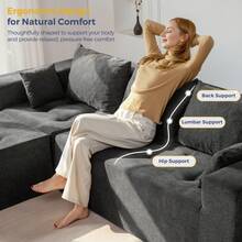 Cloud Modular Sofa, Modern Comfort Modular Corduroy Living Room Sofa, Tufted Recliner With Footstool, Boxed Sofa, No Assembly Required - Modular DGrey - 查看 10