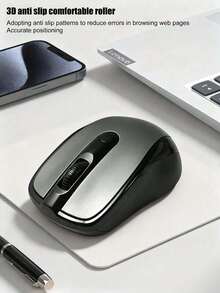 2.4G无线鼠标，银黑撞色设计，电池供电无需充电，符合人体工学，握感舒适，DPI可调，适用于办公室、家庭、笔记本电脑和台式电脑。 - 查看 2