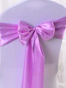 1pc Satin Ribbon Sash, Wedding Party Chair Back Decoration, Bow Tie Chair Strap - 1PC - View 12