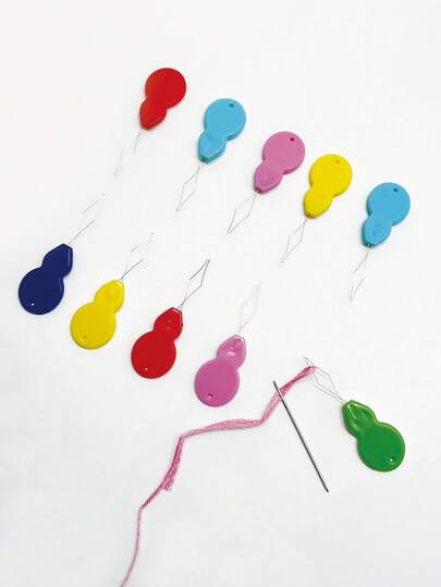 10pcs Plastic Needle Threader, Random Color Gourd Shaped Sewing Tool, Easy To Operate, Suitable For Handcraft Sewing, Cross Stitch, Embroidery, DIY Sewing, Compact And Portable, Applicable For All Household Sewing Projects