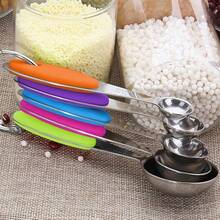 5-Piece Stainless Steel Measuring Spoons Set With Silicone Handles, Ideal For Kitchen - Multicolor - View 2