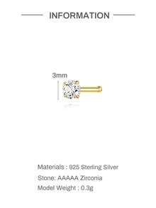 1件 2mm-5mm 925純銀直型L型鼻釘環 女款男款穿刺針身體飾品 低過敏性唇釘式耳環 - 金色 - 查看 8