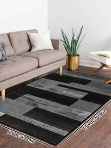 1pc Geometric Textured Pattern Rug, Black White Gray Printed Polyester Rectangular Easy Care Washable Area Carpet, Suitable For Living Room, Hallway, Bedside, Sitting Room, Bedroom, Office, Kitchen, Farmhouse Home Decor - Multicolor - View 26